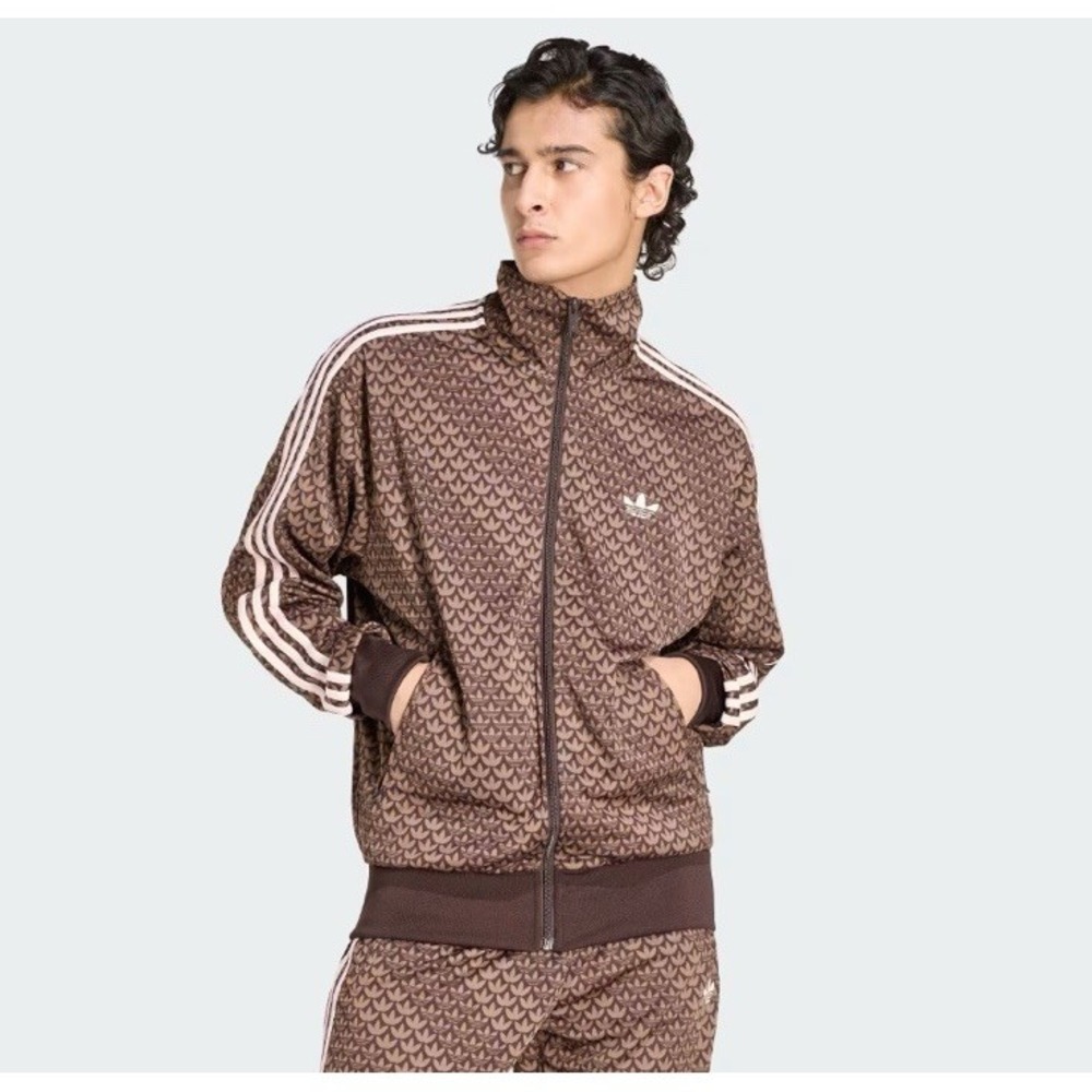 Adidas Originals Firebird Track Jacket Size L NWT Brown Monogram Loose Full Zip